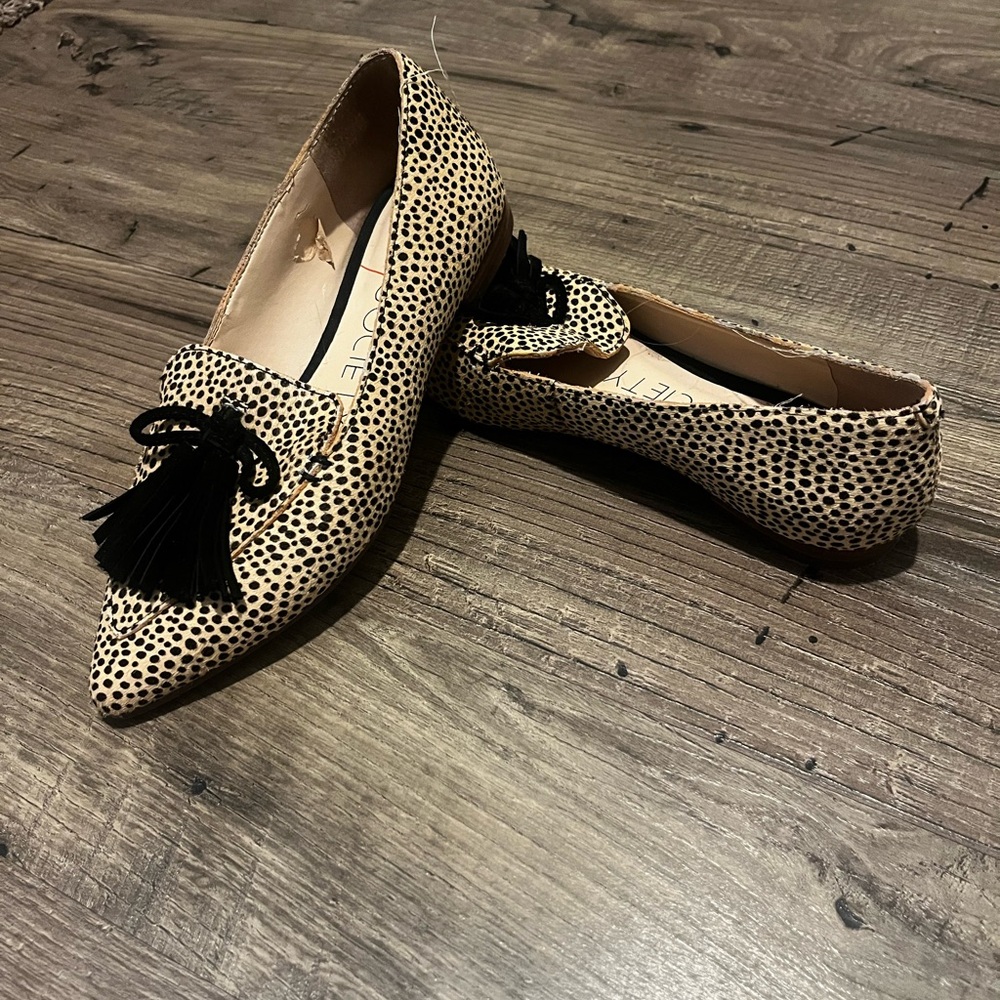 Sole Society Hadlee Dotted Leopard Print Hair Calf Tassel Loafers – Size 5 - Picture 10 of 12